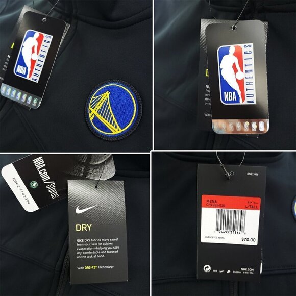 Golden State Warriors Jacket NBA Authentics Nike Dry Full Zip Large Tall NWT - Picture 2 of 11